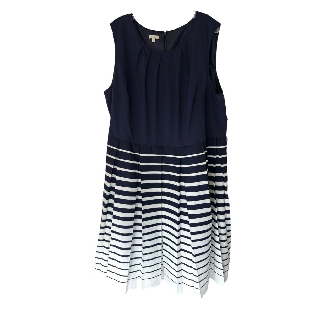 Talbots Blue and White A-Line Midi Dress